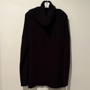 Black Knit Oversized Turtleneck Sweater